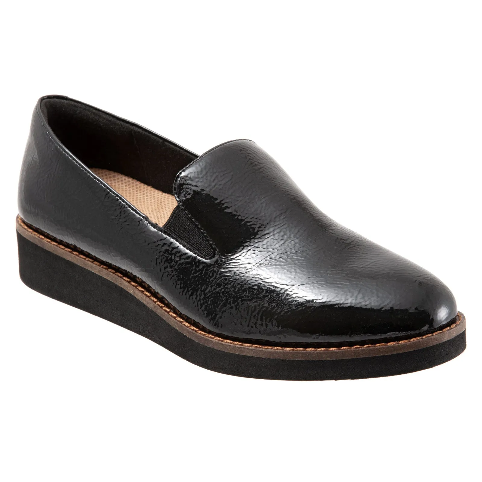 Softwalk Whistle S1810-005 Womens Black Wide Leather Loafer Flats Shoes