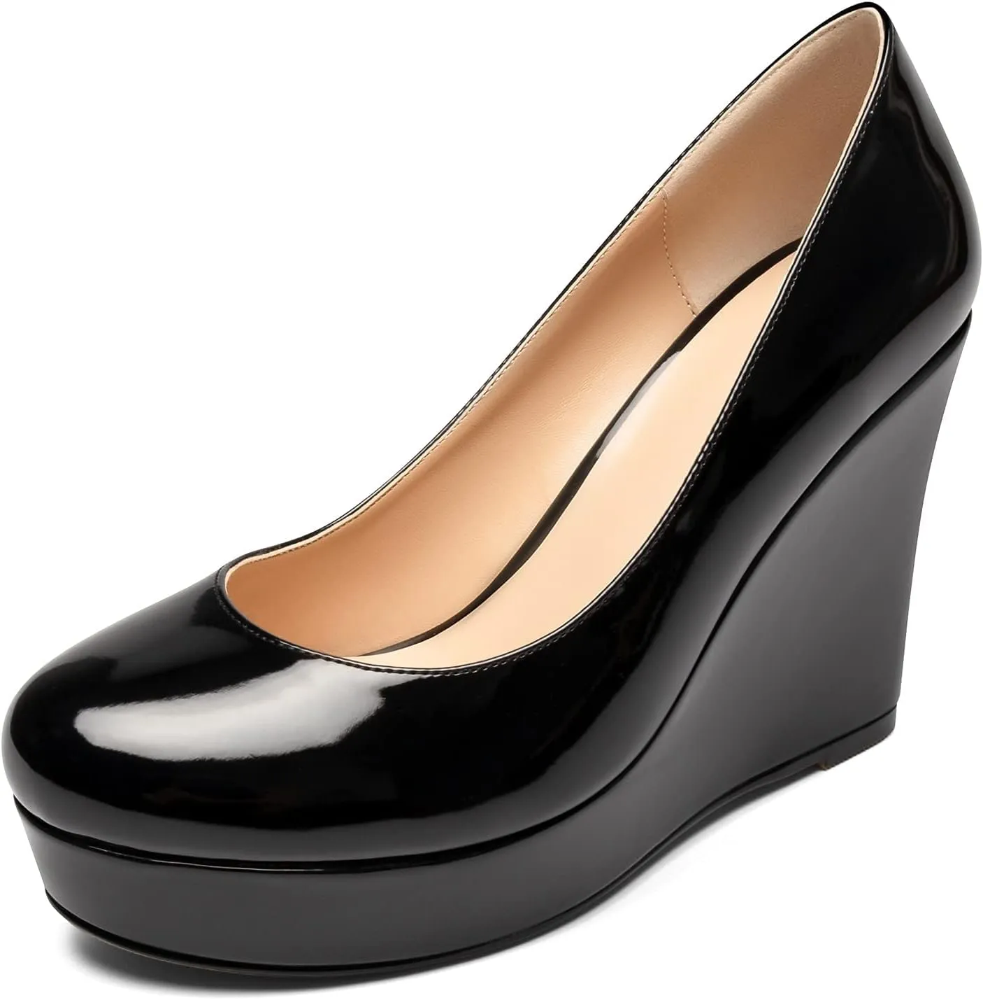 Soireelady Women's Platform Wedges Heel Pumps Slip on Platform High Heel Wedge Pump Shoes