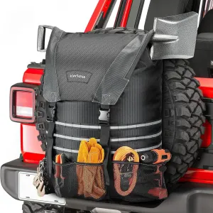 Spare Tire Trash Bag, JoyTutus Upgraded Fits 40" Tire 31 Gallons Overland Series Larger Capacity Cargo Spare Tire Storage Bag for 4x4 Off-Road Camping Recovery Gear Firewood for Wrangler JK JKU JL