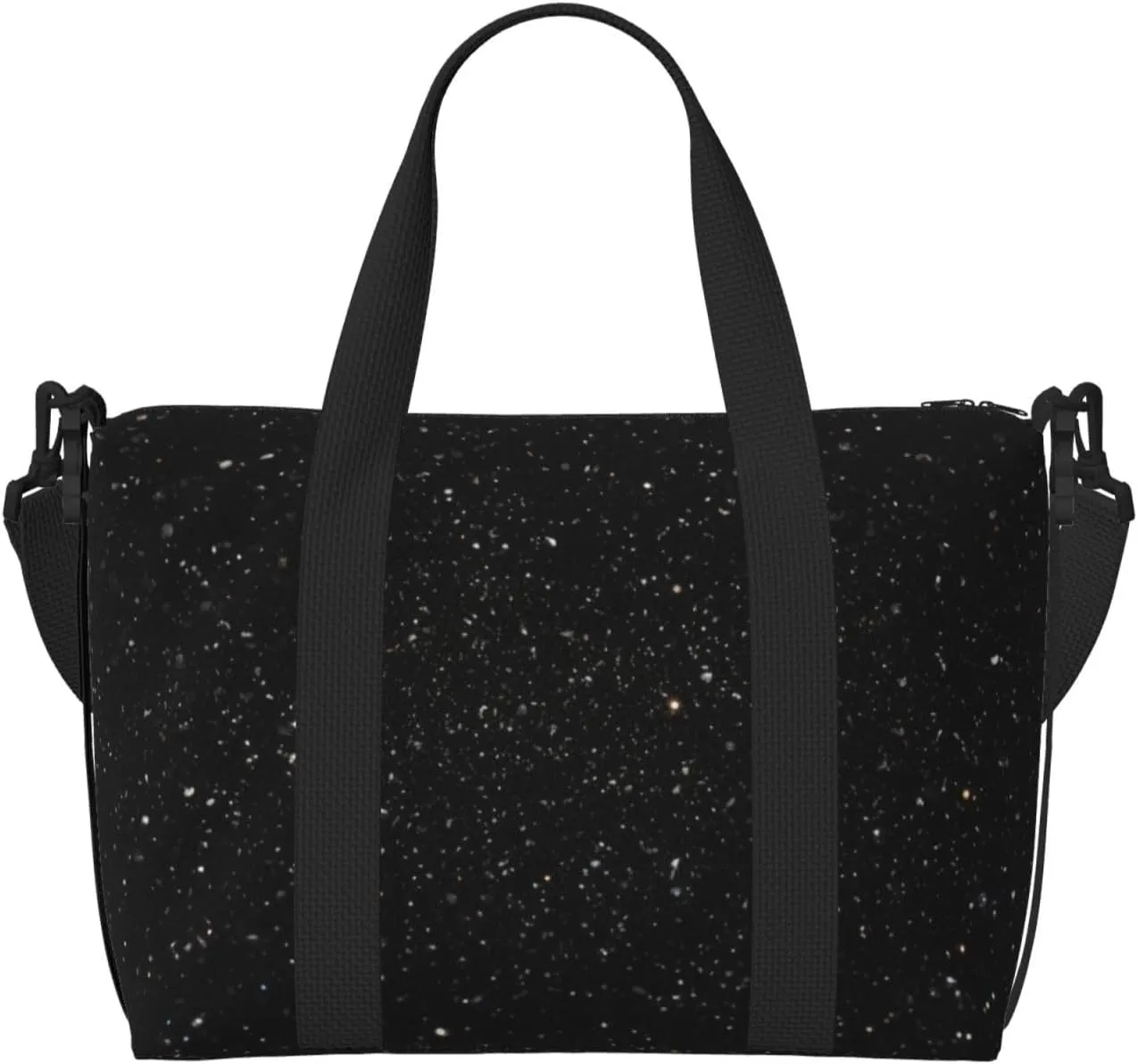 Sports Gym Bag for Women Men Travel Duffel Bag Tote black glitter Weekender Bag Canvas Carry on Overnight Bag for Travel Swimming Fitness Workout Sports Duffle Bag