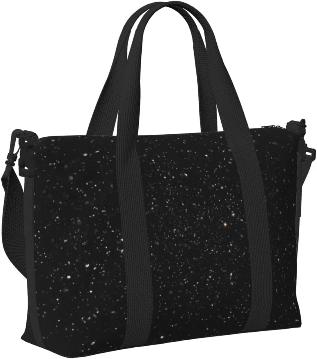 Sports Gym Bag for Women Men Travel Duffel Bag Tote black glitter Weekender Bag Canvas Carry on Overnight Bag for Travel Swimming Fitness Workout Sports Duffle Bag