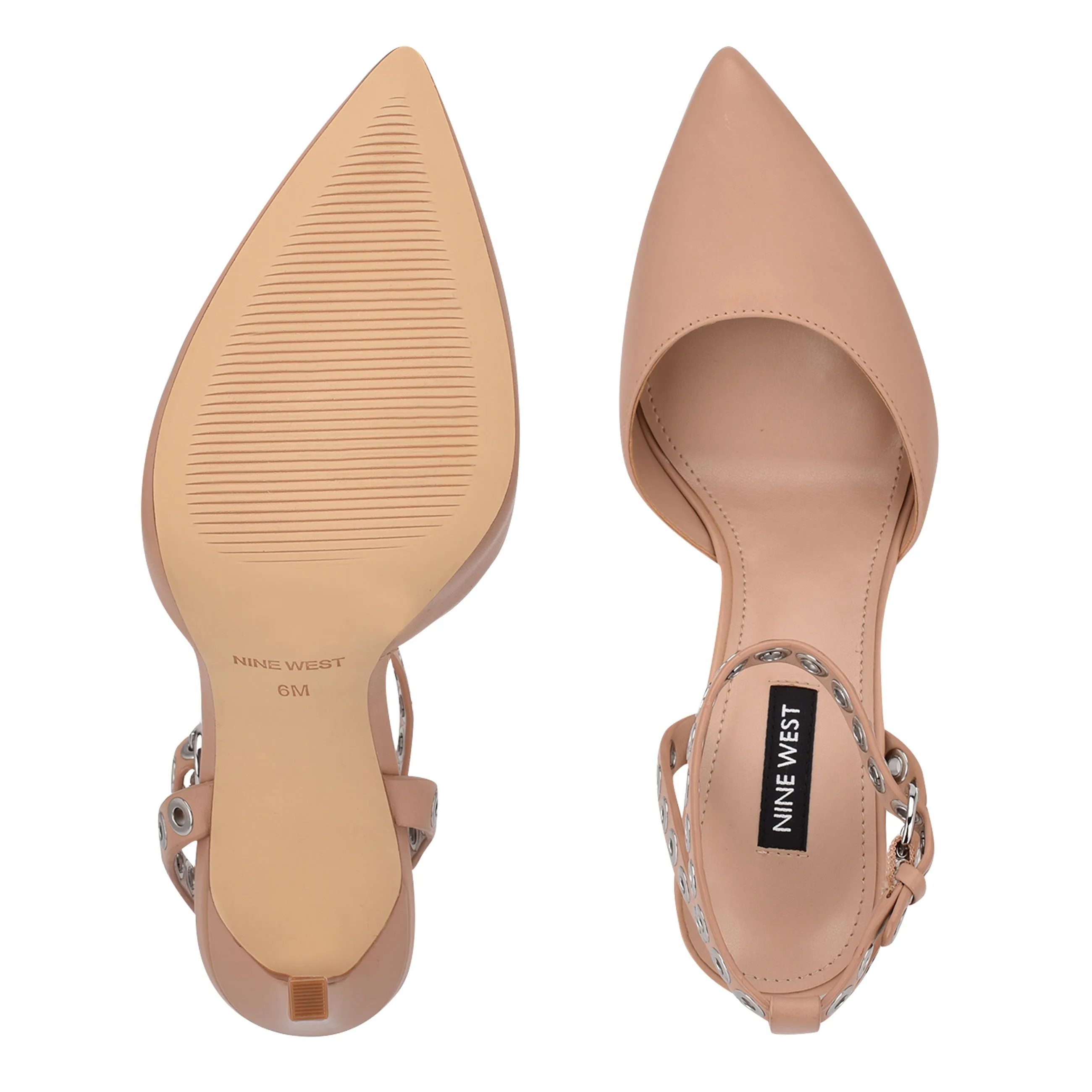 Stiletto Clear communication Toe Nude Strap Nine Dress Pumps Timia Barely Highly intuitive Pointed Ankle West Leather