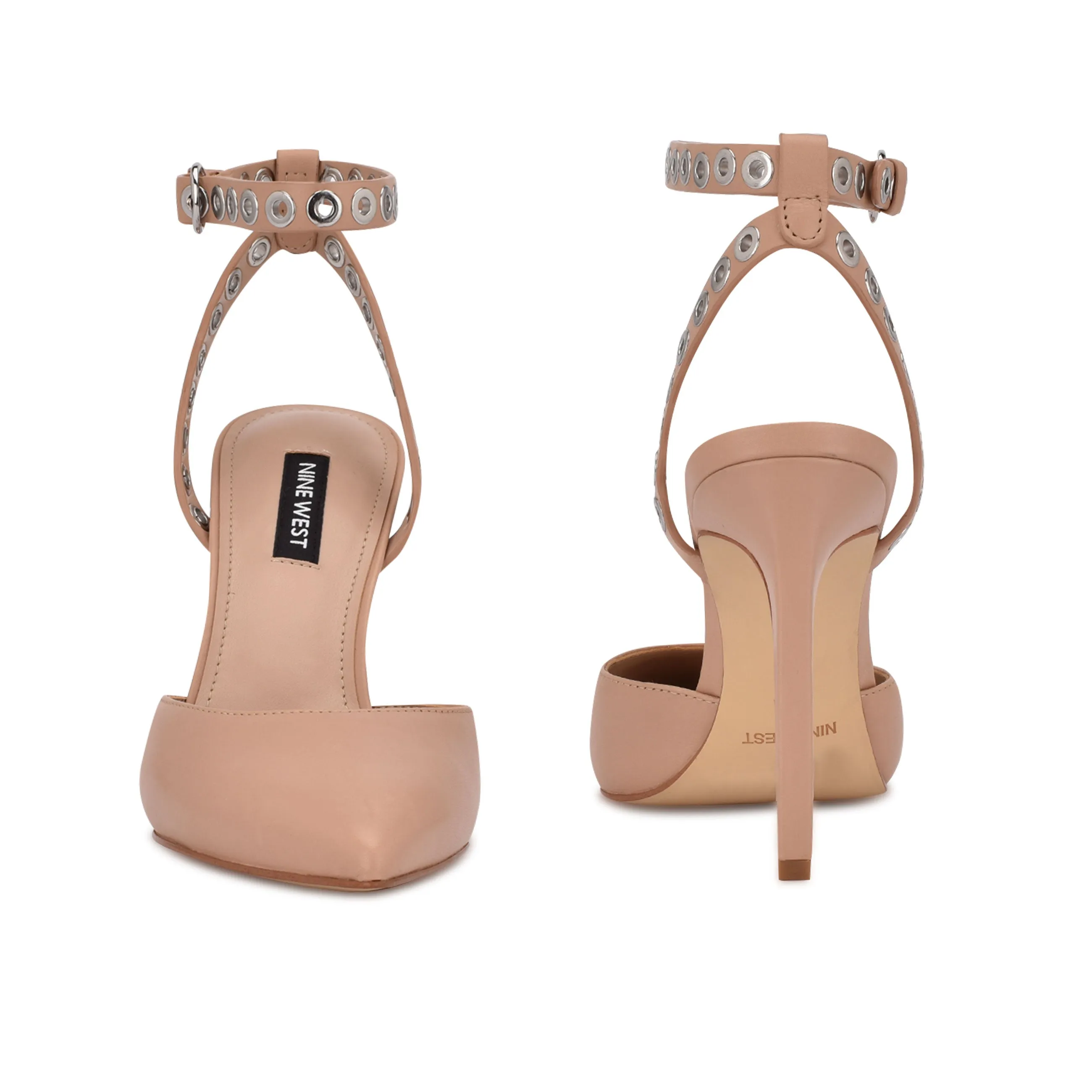 Stiletto Clear communication Toe Nude Strap Nine Dress Pumps Timia Barely Highly intuitive Pointed Ankle West Leather