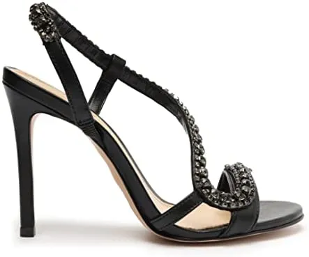 Stiletto Premium variety Pull Open On Toe Black Court Heel Crystal Schutz Studs Excellent craftsmanship Sandals Metallic