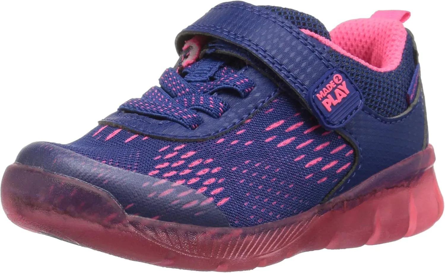 Stride Rite Baby-Girl's Made 2 Play Lighted Neo Sneaker, Navy/Pink, 6.5 M US Toddler