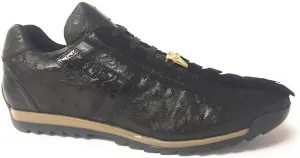 Studio Men's Forte Leather Brown Nicotine Ostrich Caiman Dress Sneaker