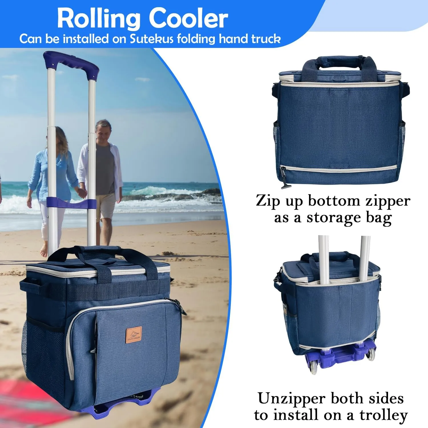 Sutekus Folding Hand Truck and Dolly 110-lbs Lightweight Portable Luggage Cart for School Travel Office Moving (Cooler Bag for Carry cart)