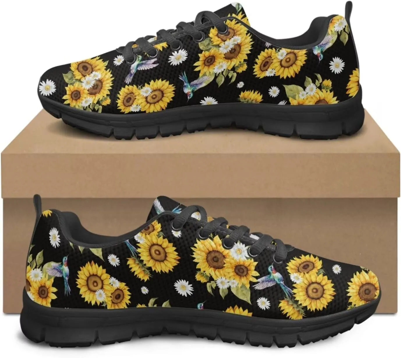 SYtrade Sneakers for Women Tennis Shoes Breathable Lightweight Walking Shoes Black Sole