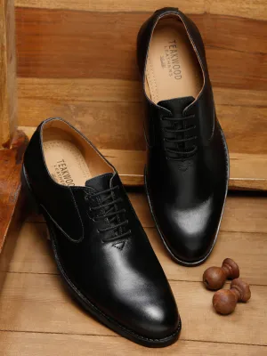 Teakwood Genuine Leather Black Oxford Shoes