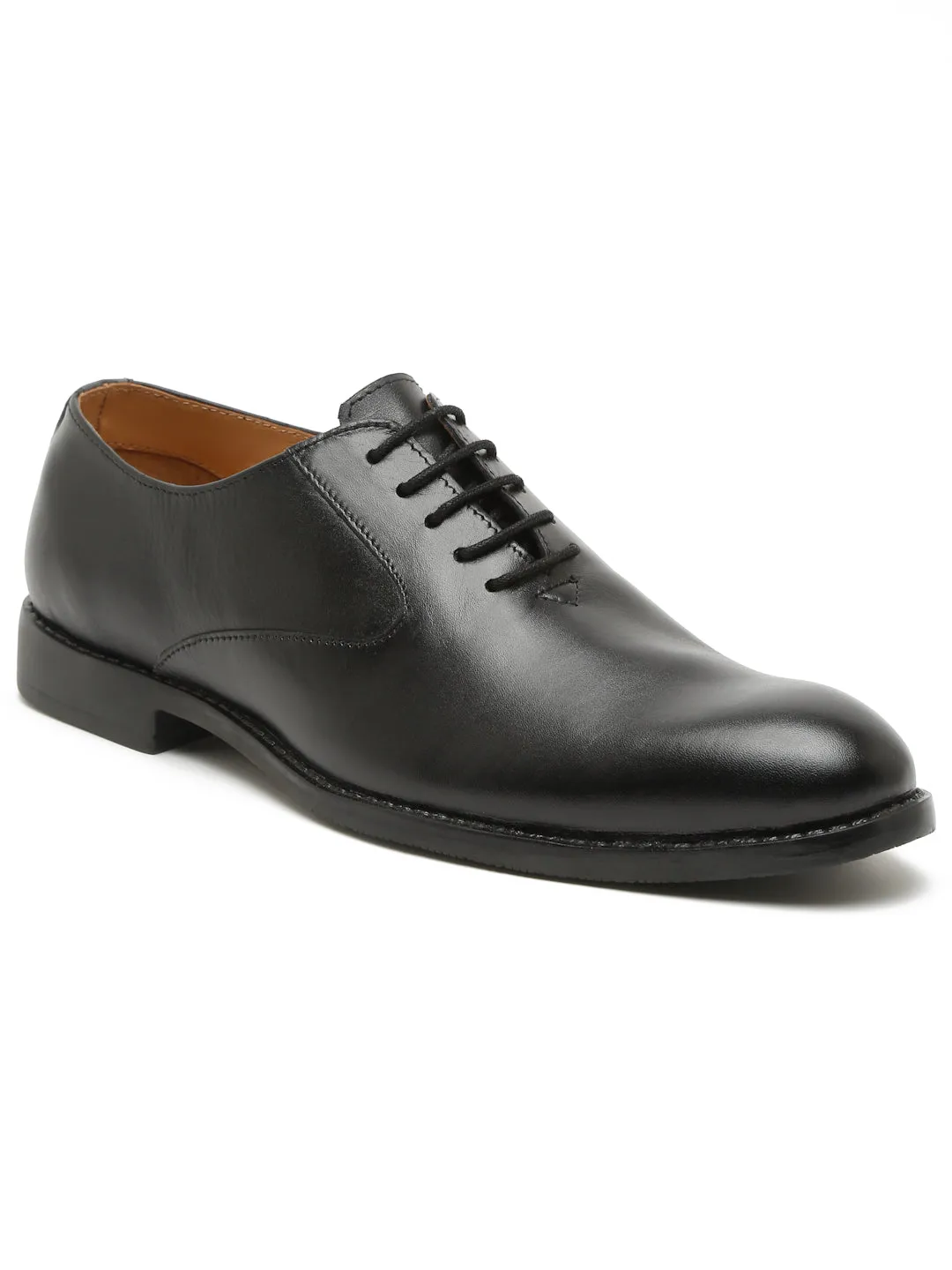Teakwood Genuine Leather Black Oxford Shoes