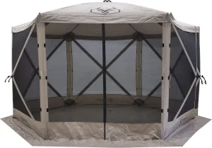 Tents™, G6 6-Sided Portable Gazebo, Easy Pop-Up Hub Screen Tent, Waterproof, UV Resistant, 8-Person & Table, Desert Sand, 86" x 124" x 124", GG601DS