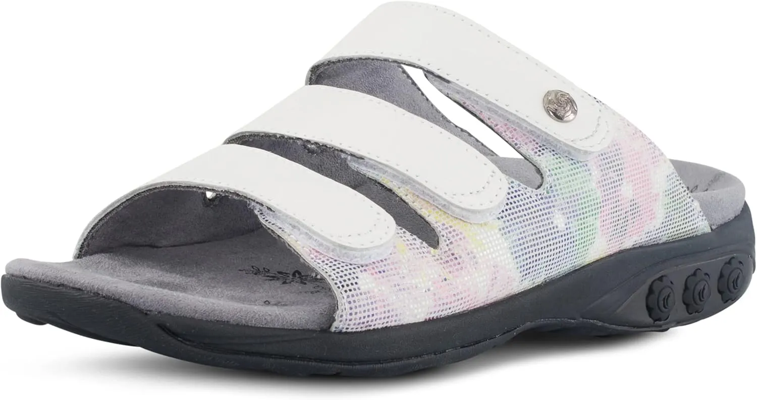Therafit Vanessa Women's Leather Adjustable Slip On Sandal - for Plantar Fasciitis/Foot Pain
