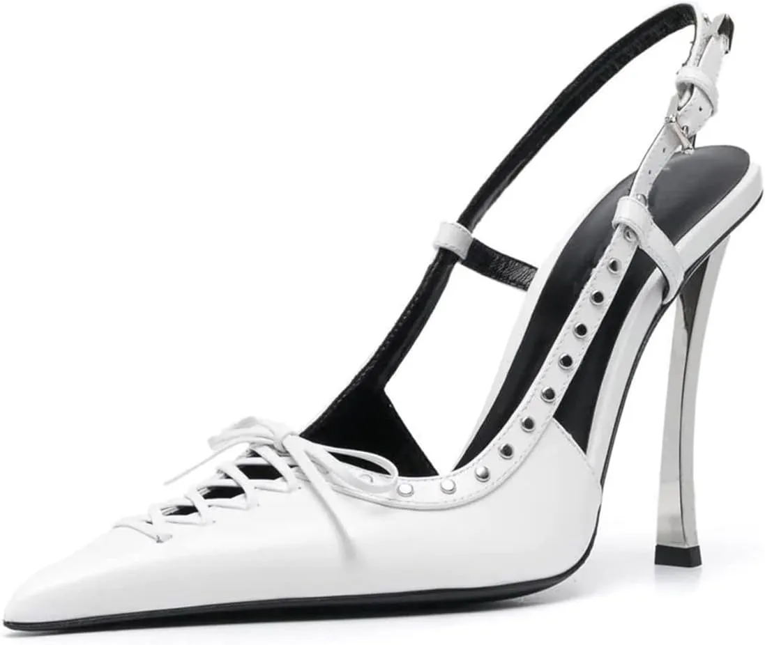 THESHY Women's Pointed Toe Stiletto Heels Backless Slingback Strap High Heel Pumps Fashion Sexy Dress Pumps for Women
