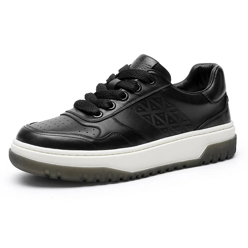 TNV Men shoes Sneakers fashion versatile real cowhide leather Triangle Pattern Four-season shoes COOLMAX material Comfortable School and Casual Outfit DS33108