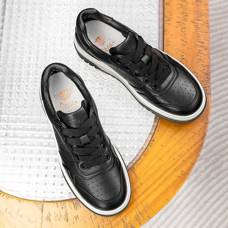 TNV Men shoes Sneakers fashion versatile real cowhide leather Triangle Pattern Four-season shoes COOLMAX material Comfortable School and Casual Outfit DS33108