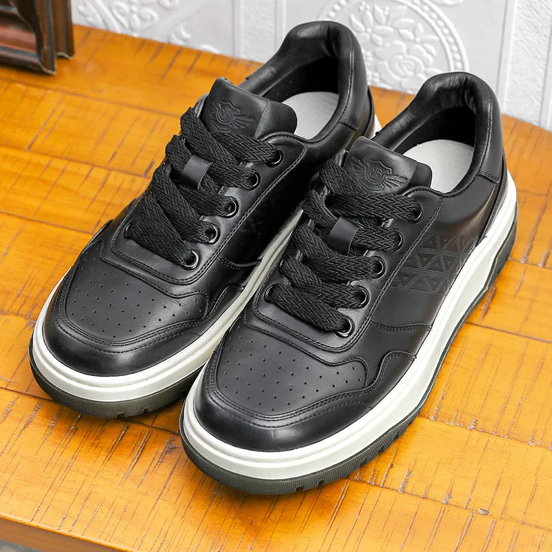 TNV Men shoes Sneakers fashion versatile real cowhide leather Triangle Pattern Four-season shoes COOLMAX material Comfortable School and Casual Outfit DS33108
