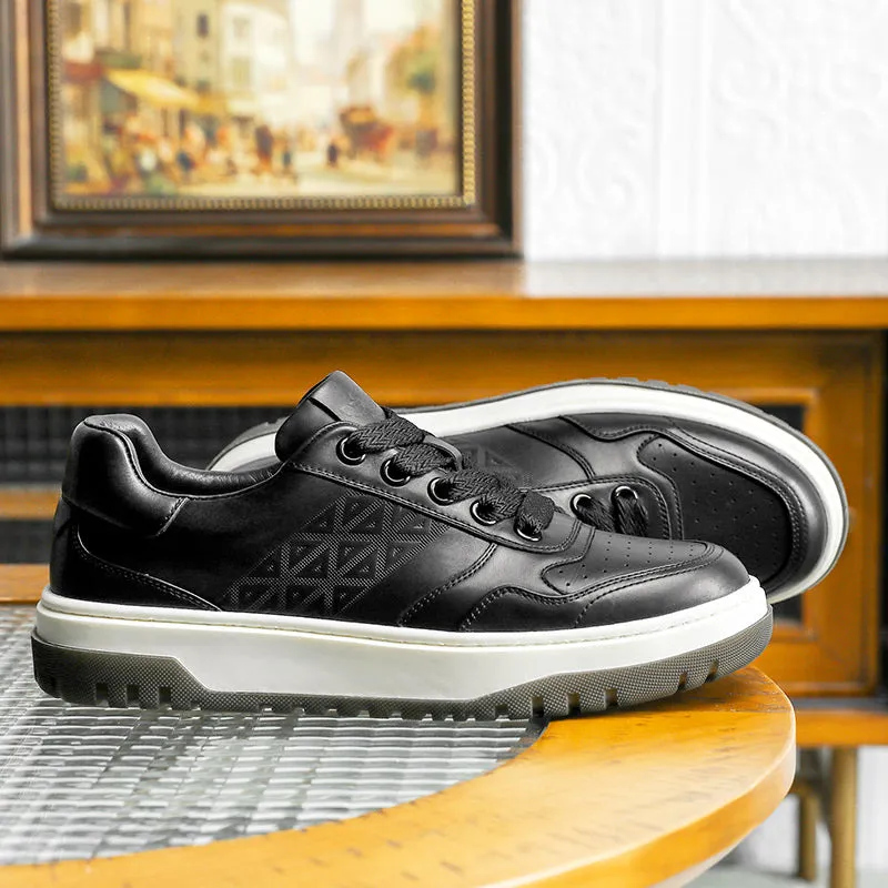 TNV Men shoes Sneakers fashion versatile real cowhide leather Triangle Pattern Four-season shoes COOLMAX material Comfortable School and Casual Outfit DS33108