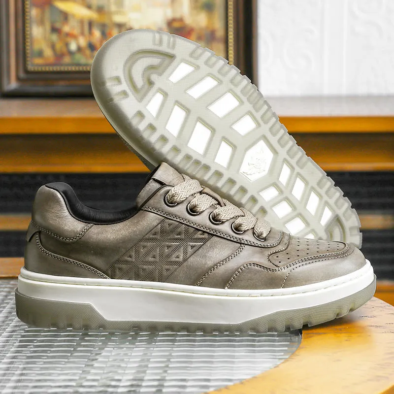 TNV Men shoes Sneakers fashion versatile real cowhide leather Triangle Pattern Four-season shoes COOLMAX material Comfortable School and Casual Outfit DS33108