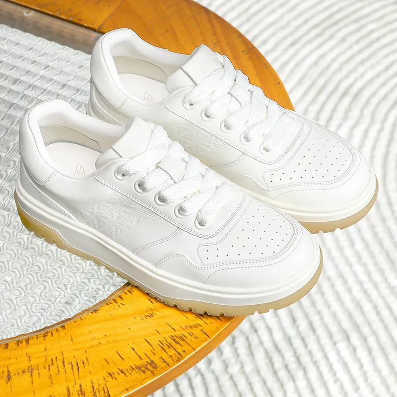 TNV Men shoes Sneakers fashion versatile real cowhide leather Triangle Pattern Four-season shoes COOLMAX material Comfortable School and Casual Outfit DS33108