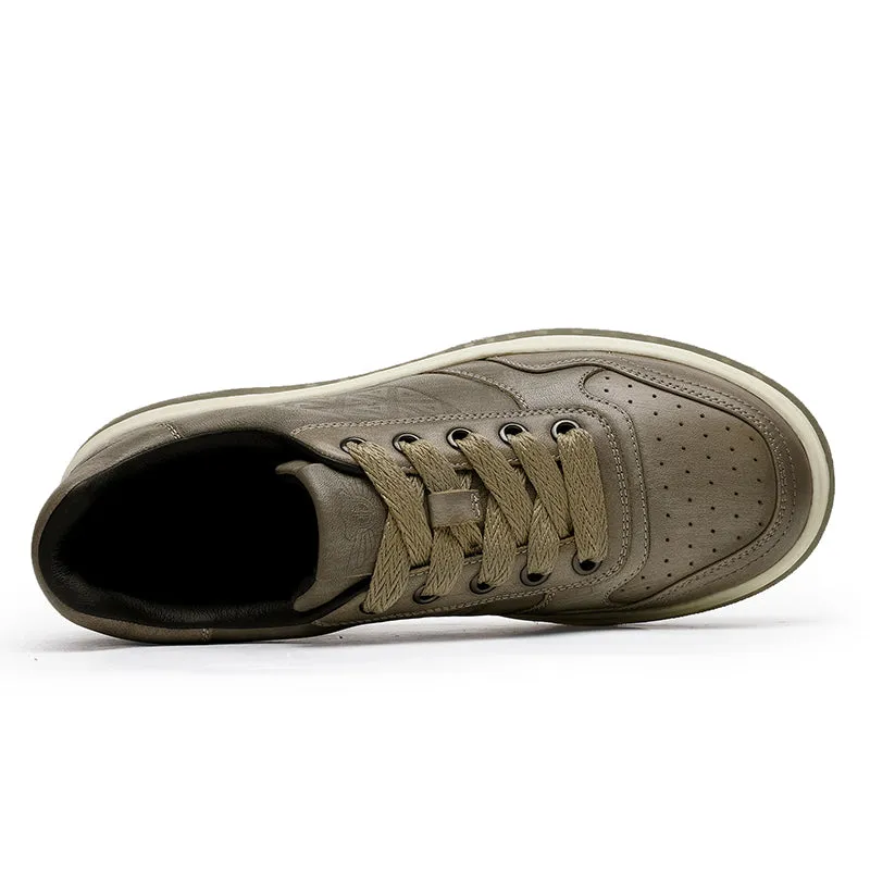 TNV Men shoes Sneakers fashion versatile real cowhide leather Triangle Pattern Four-season shoes COOLMAX material Comfortable School and Casual Outfit DS33108