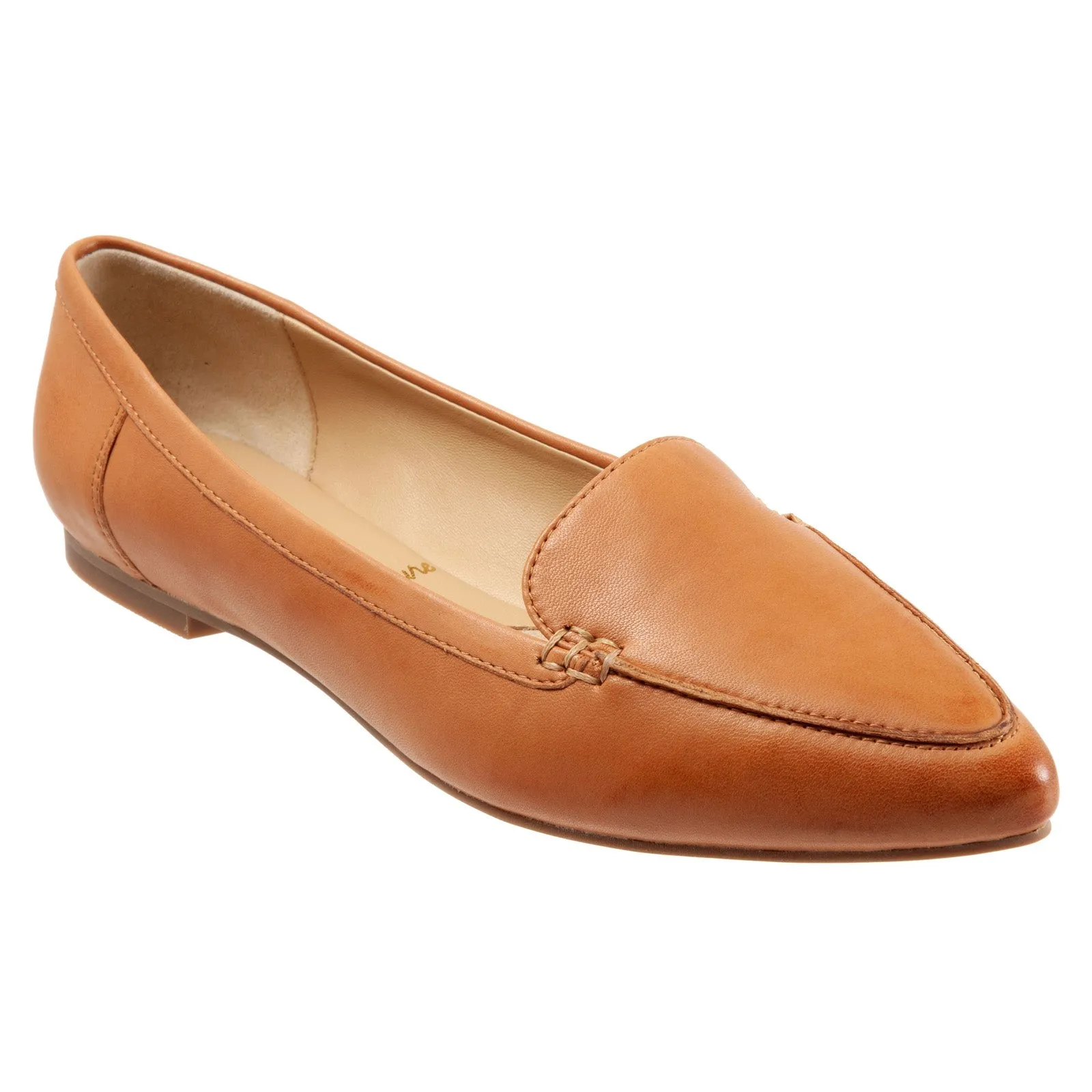Trotters Ember T1853-282 Womens Brown Wide Leather Loafer Flats Shoes