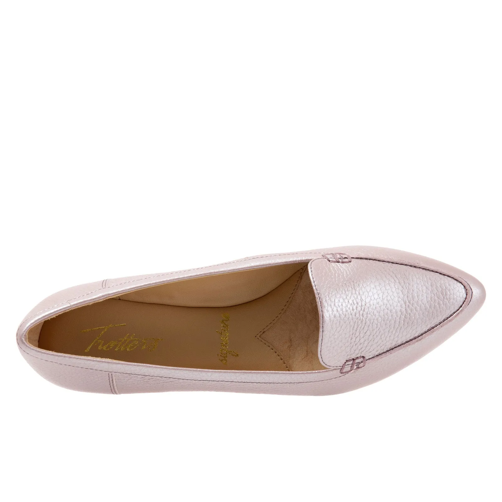 Trotters Ember T1853-715 Womens Pink Wide Leather Loafer Flats Shoes