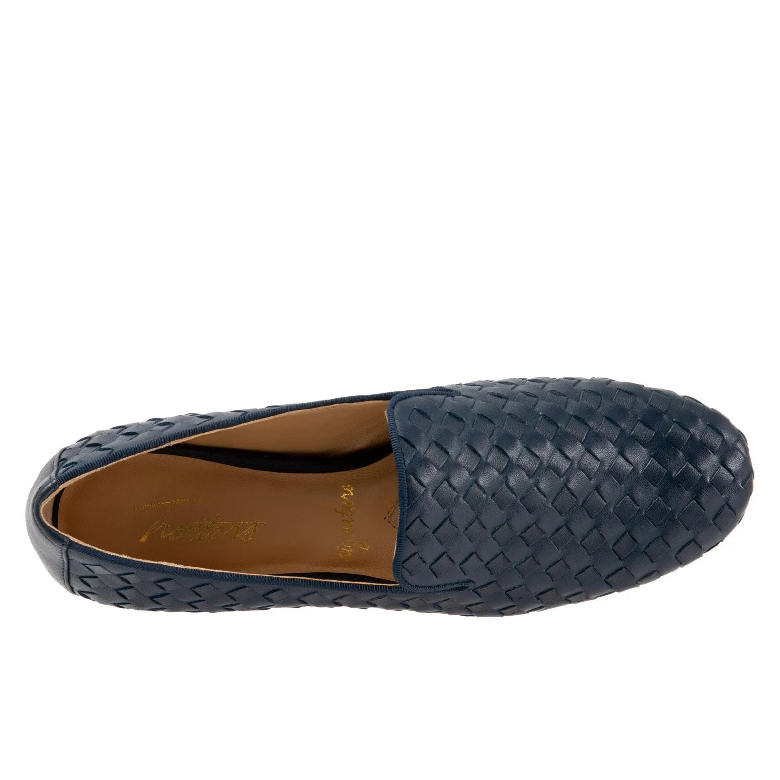 Trotters Gracie T2006-400 Womens Blue Wide Leather Loafer Flats Shoes