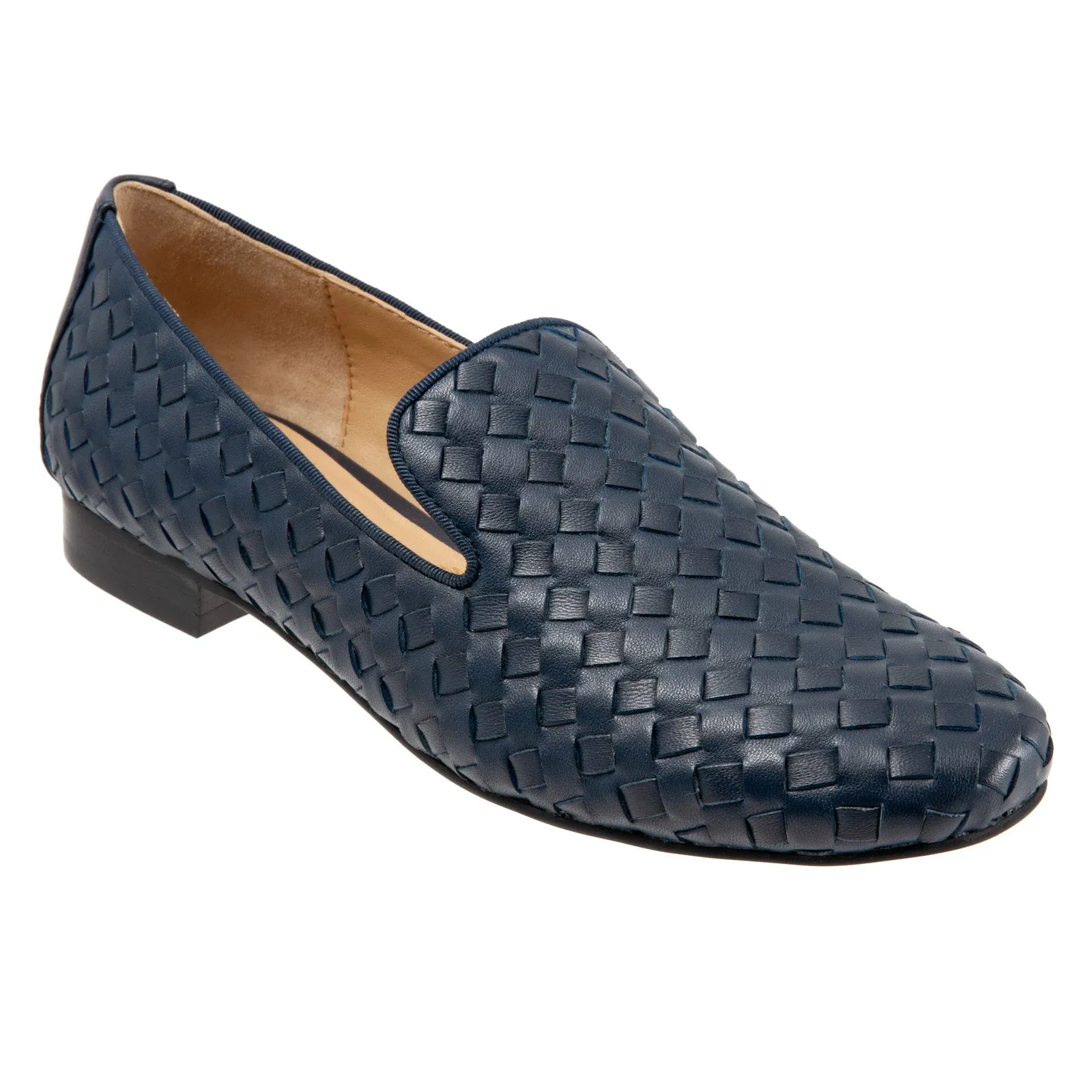 Trotters Gracie T2006-400 Womens Blue Wide Leather Loafer Flats Shoes