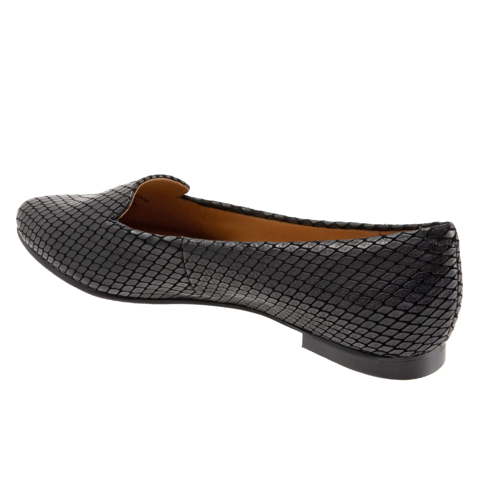 Trotters Harlowe T1707-013 Womens Black Wide Leather Loafer Flats Shoes