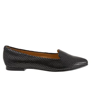 Trotters Harlowe T1707-013 Womens Black Wide Leather Loafer Flats Shoes