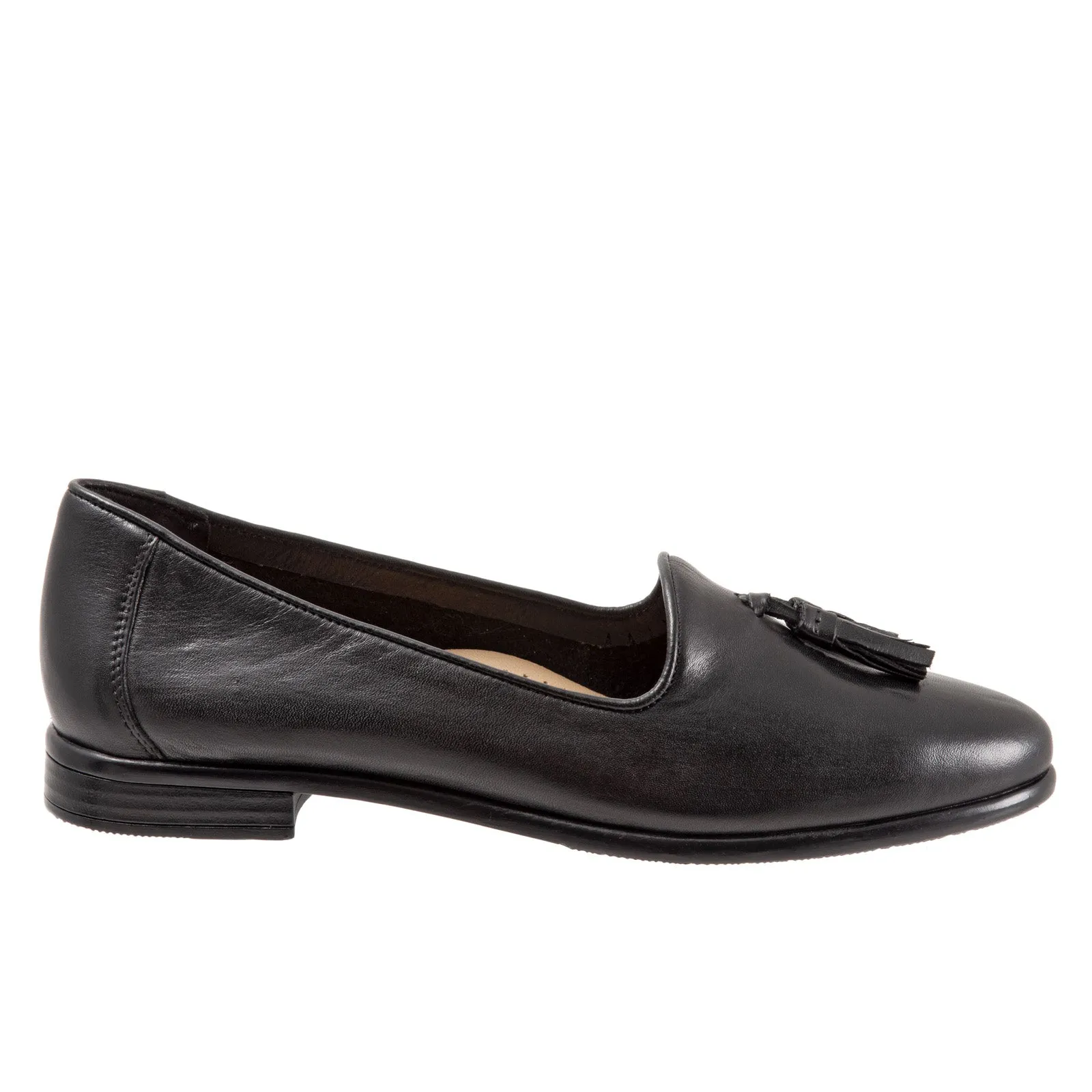 Trotters Liz Tassel T2224-001 Womens Black Leather Loafer Flats Shoes