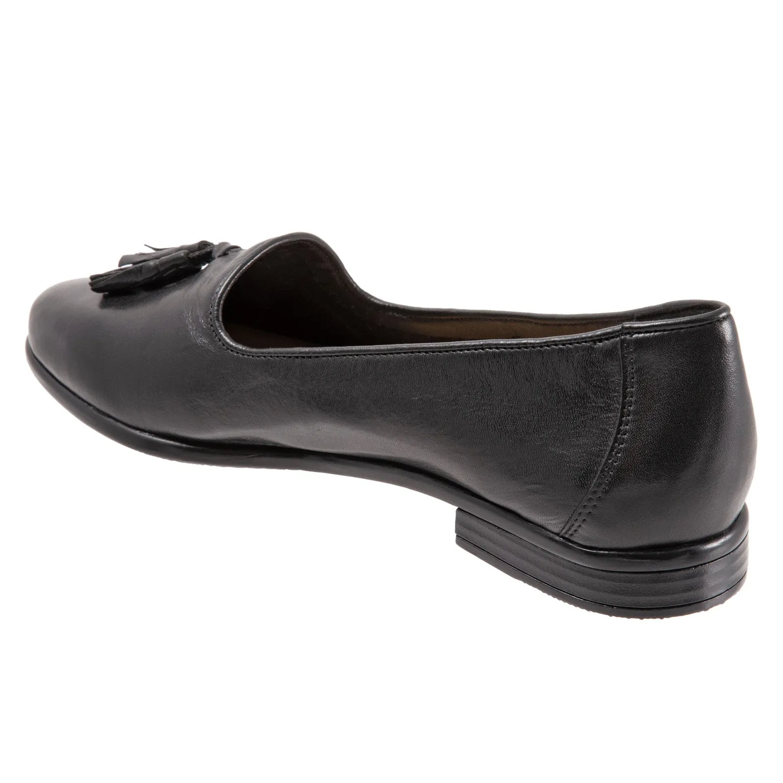 Trotters Liz Tassel T2224-001 Womens Black Leather Loafer Flats Shoes