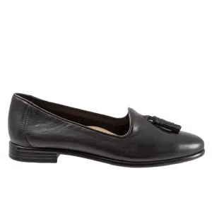 Trotters Liz Tassel T2224-001 Womens Black Leather Loafer Flats Shoes