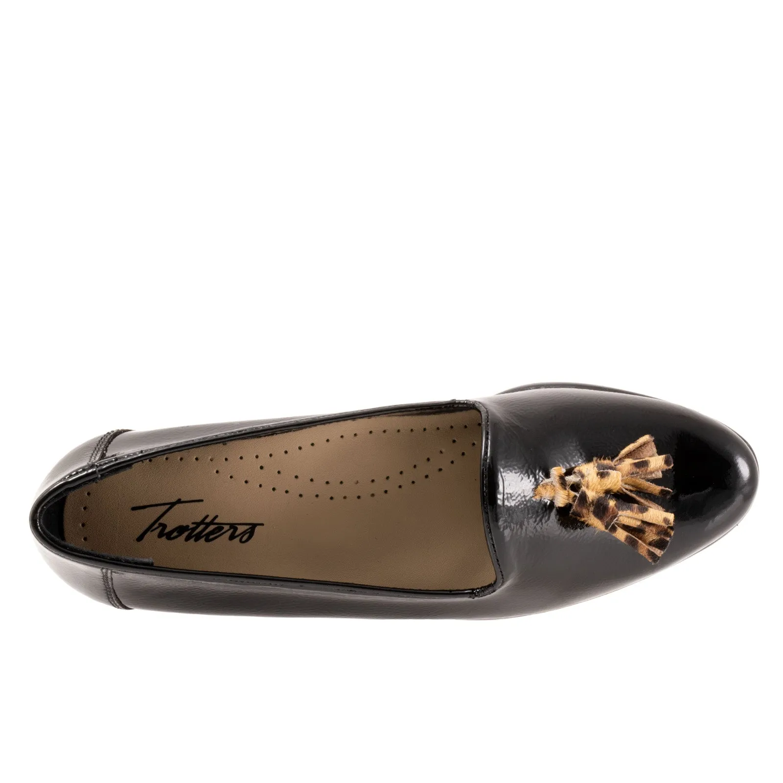 Trotters Liz Tassel T2224-005 Womens Black Narrow Loafer Flats Shoes