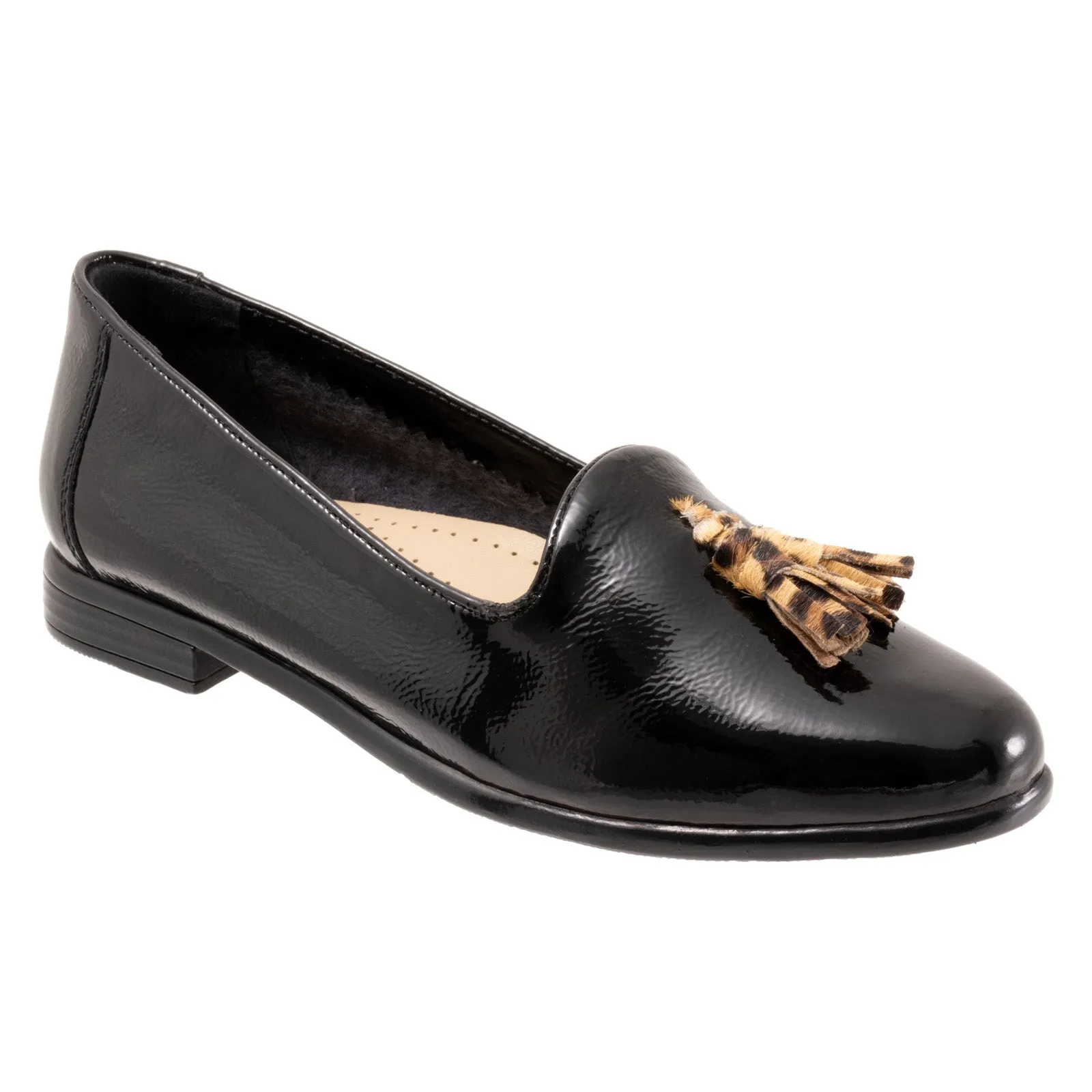 Trotters Liz Tassel T2224-005 Womens Black Narrow Loafer Flats Shoes