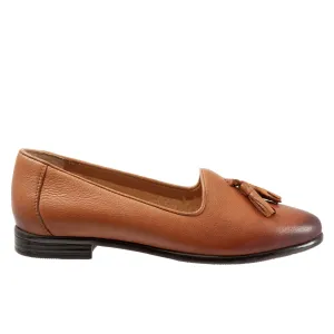 Trotters Liz Tassel T2224-215 Womens Brown Leather Loafer Flats Shoes