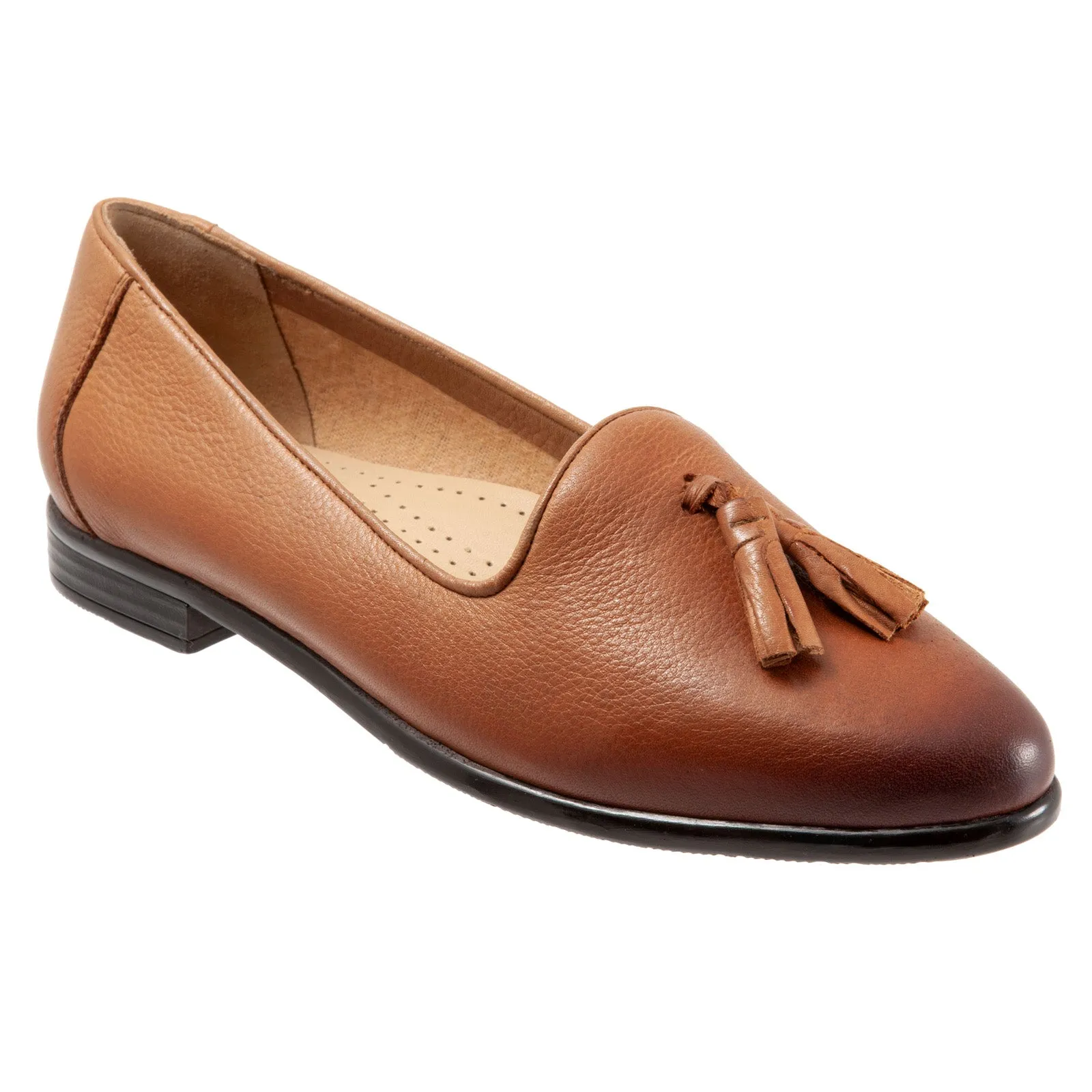 Trotters Liz Tassel T2224-215 Womens Brown Leather Loafer Flats Shoes