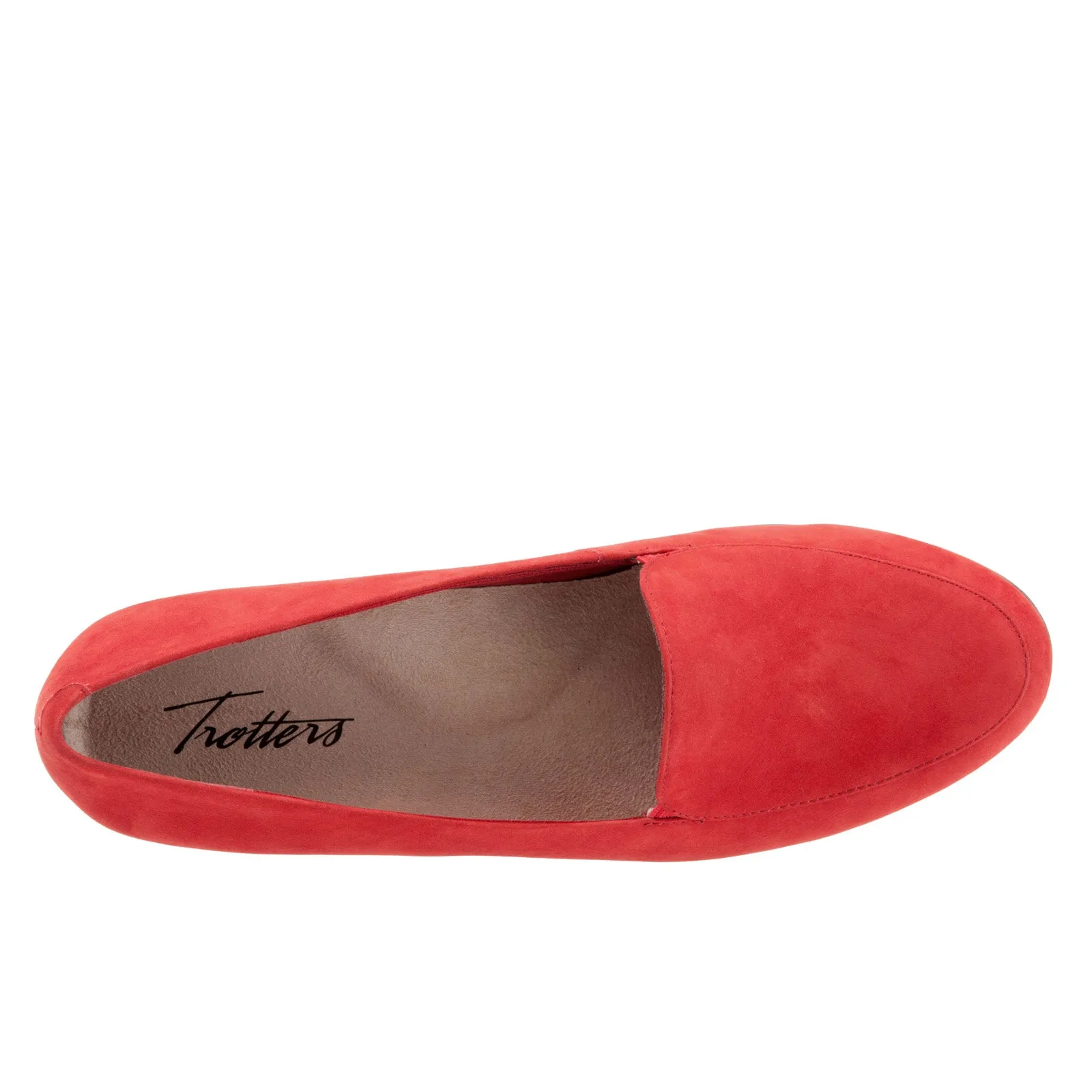 Trotters Monarch T1713-604 Womens Red Narrow Leather Loafer Flats Shoes
