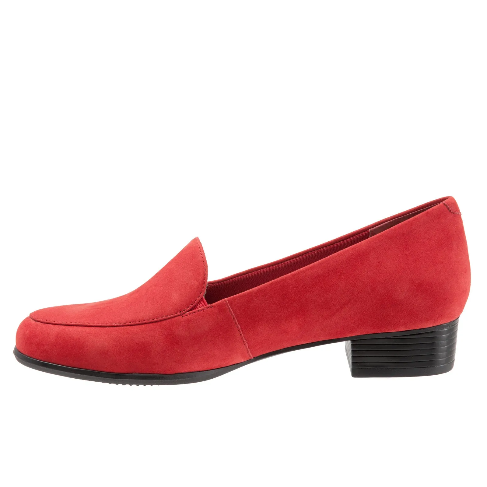 Trotters Monarch T1713-604 Womens Red Narrow Leather Loafer Flats Shoes