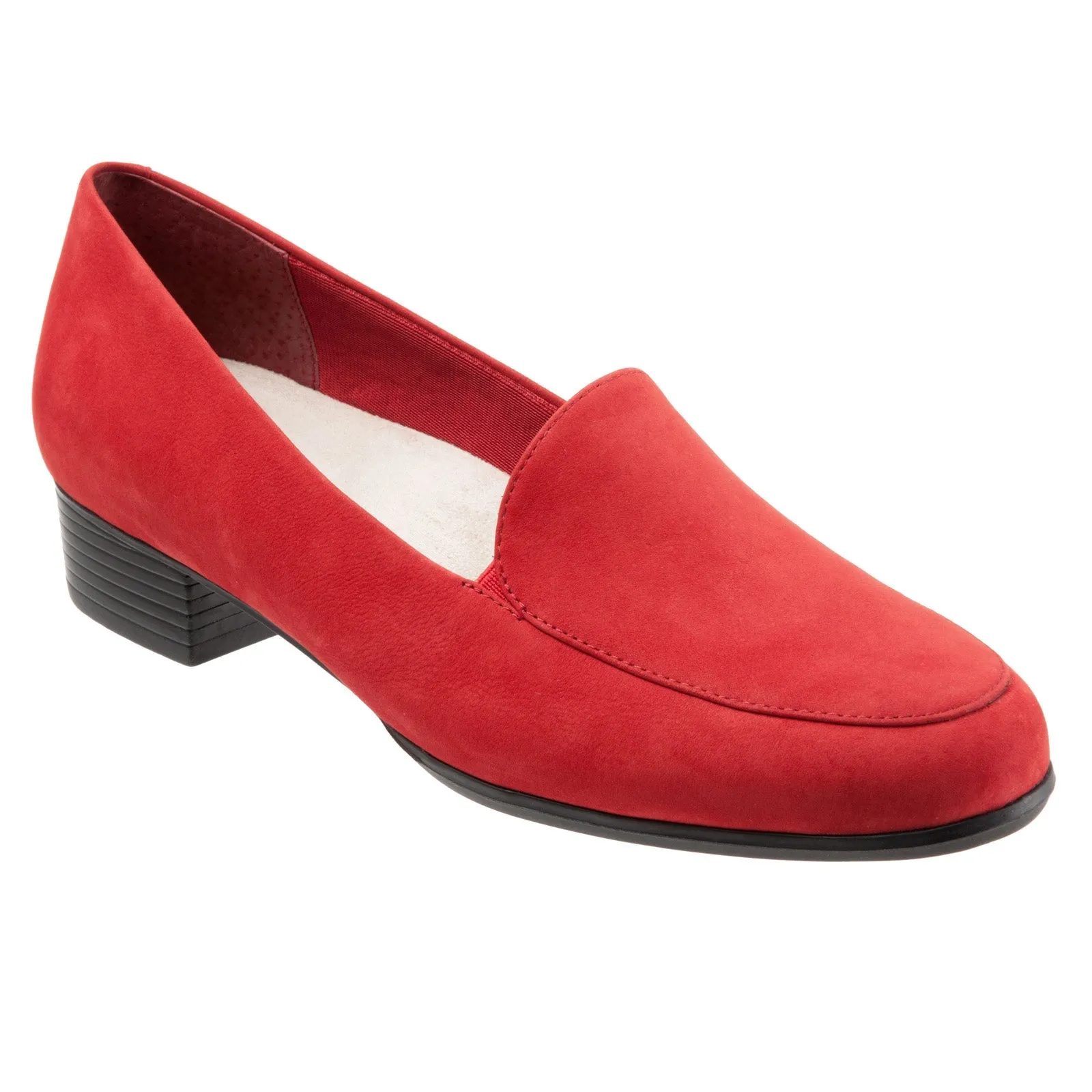 Trotters Monarch T1713-604 Womens Red Narrow Leather Loafer Flats Shoes