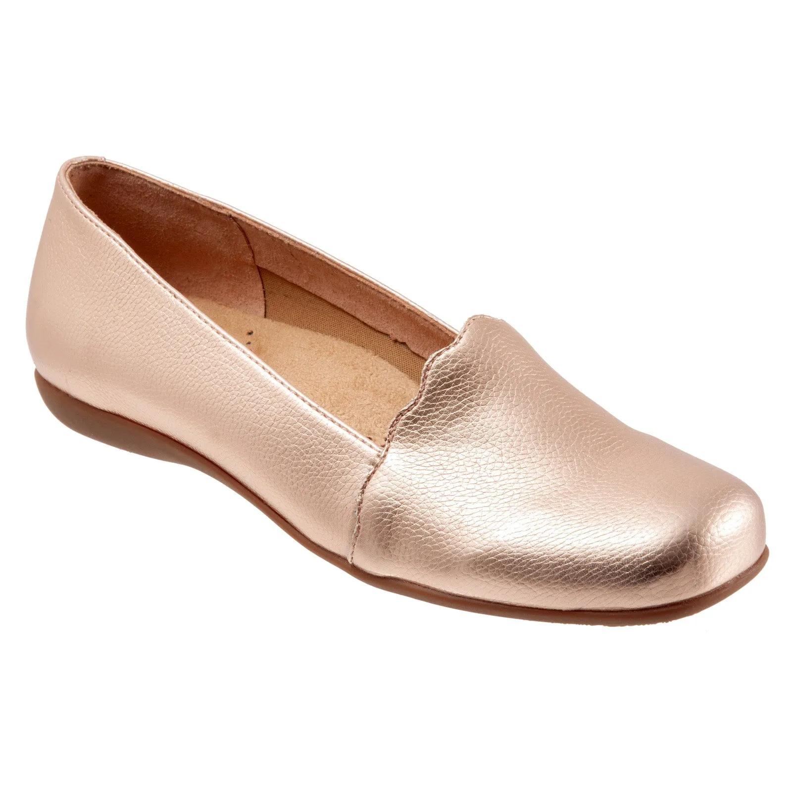 Trotters Sage T2236-720 Womens Pink Wide Leather Loafer Flats Shoes