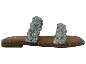 Twisty Blingy Jeweled Braided Women's Slip on Sandal