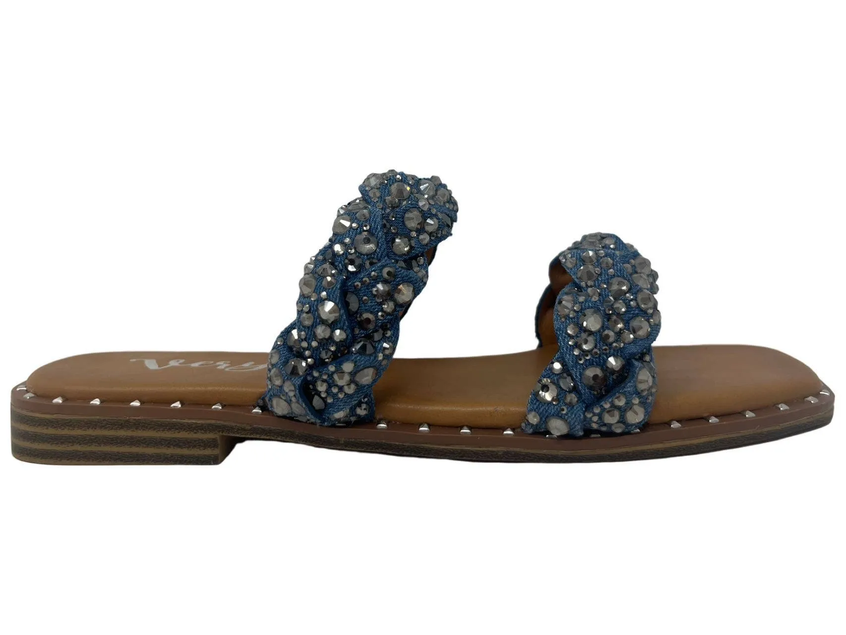 Twisty Blingy Jeweled Braided Women's Slip on Sandal