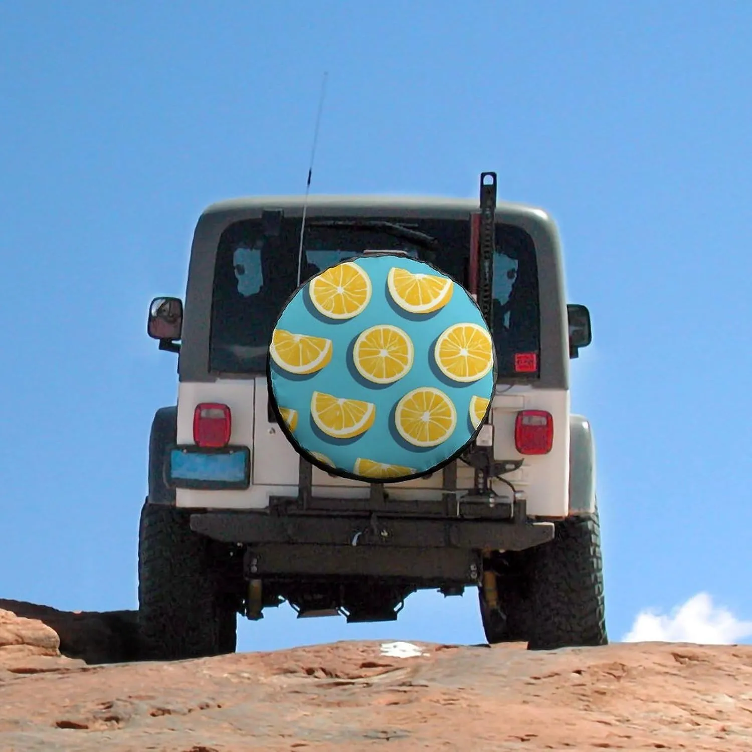 Universal Spare Tire Cover Waterproof Wheel Covers Car Tire Protector Lemon Wedges Wheel Protector Dustproof Wheels Tires Cover for RV SUV Truck Camper Trailer 32inch