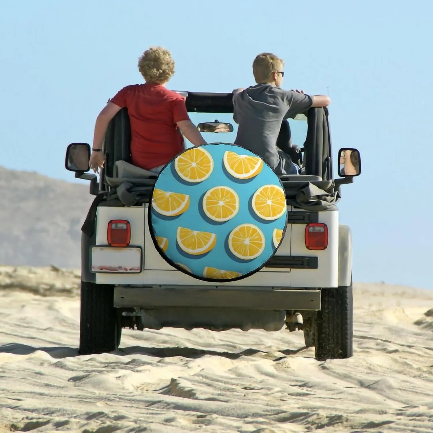 Universal Spare Tire Cover Waterproof Wheel Covers Car Tire Protector Lemon Wedges Wheel Protector Dustproof Wheels Tires Cover for RV SUV Truck Camper Trailer 32inch