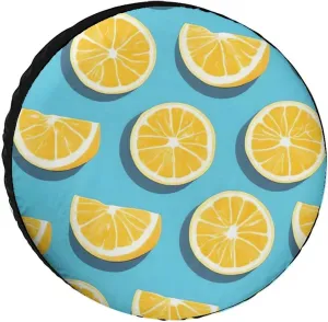 Universal Spare Tire Cover Waterproof Wheel Covers Car Tire Protector Lemon Wedges Wheel Protector Dustproof Wheels Tires Cover for RV SUV Truck Camper Trailer 32inch