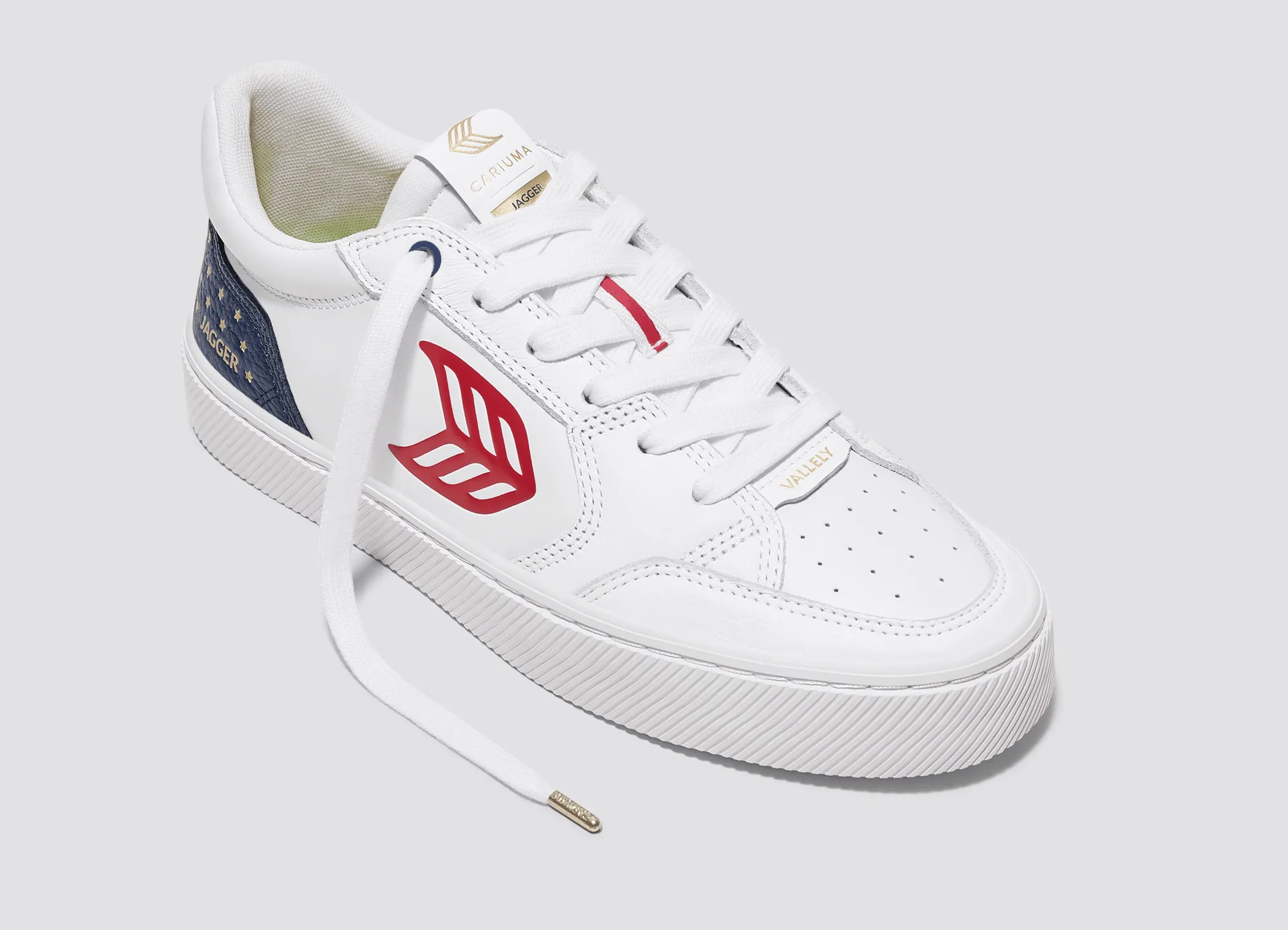 VALLELY PRO Jagger 2024 White Leather Blue Accents Red Logo Sneaker