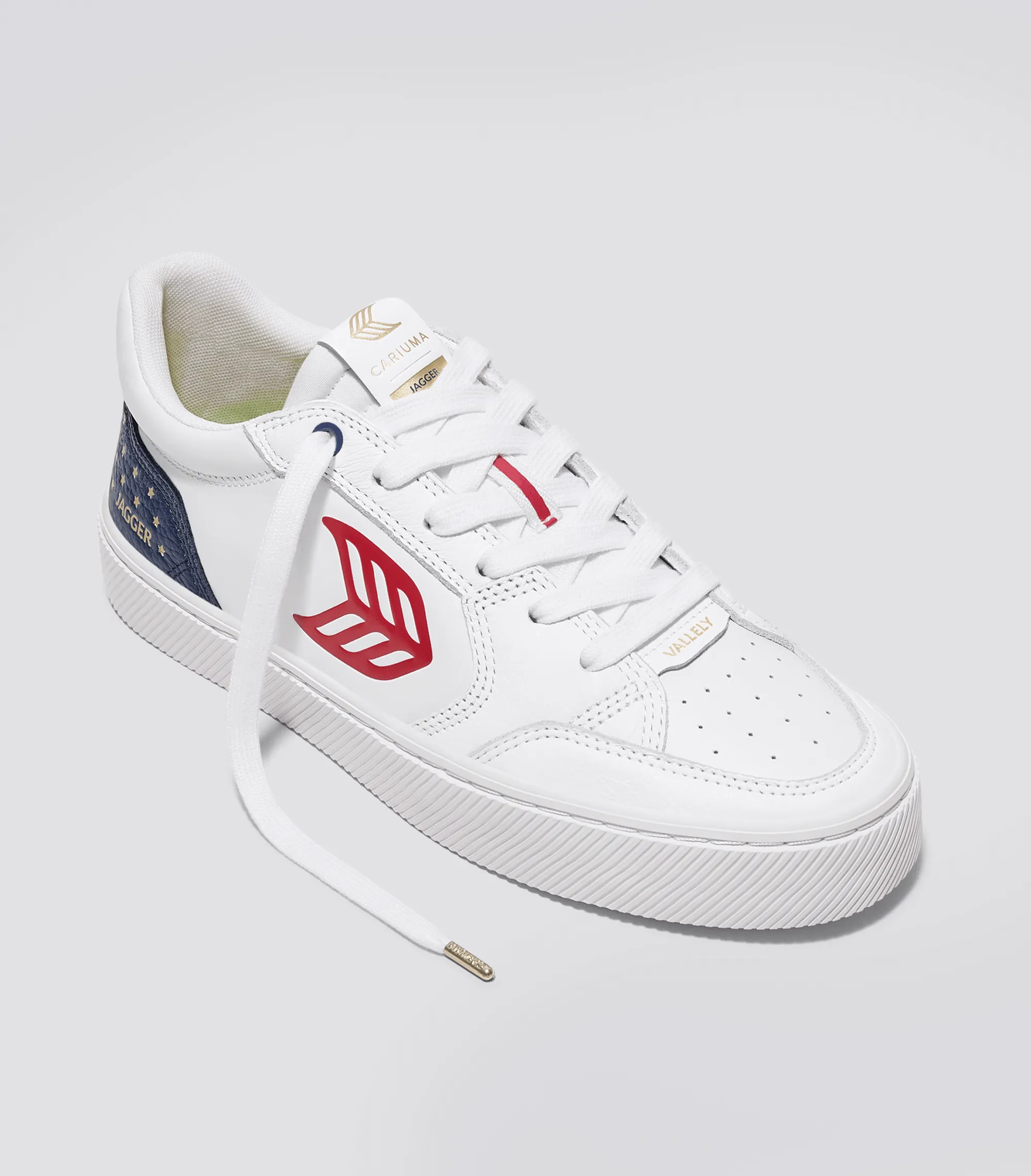 VALLELY PRO Jagger 2024 White Leather Blue Accents Red Logo Sneaker