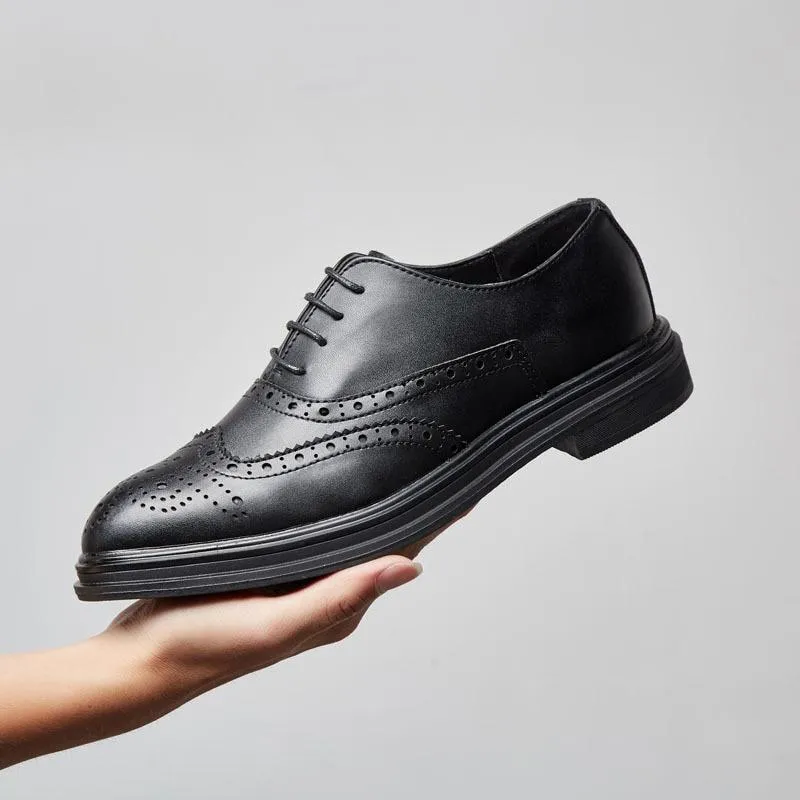 Version of Pointed Shoes Brock Casual Men's Shoes Wear-resistant Flat Elastic Band Business Dress Shoes