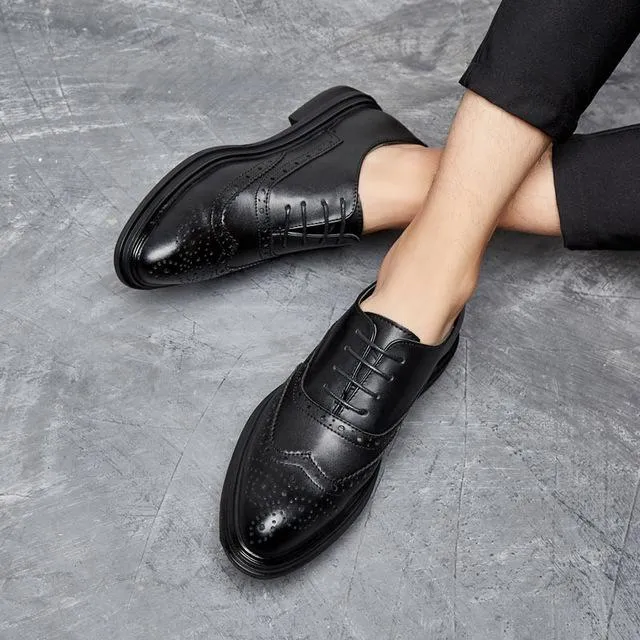 Version of Pointed Shoes Brock Casual Men's Shoes Wear-resistant Flat Elastic Band Business Dress Shoes